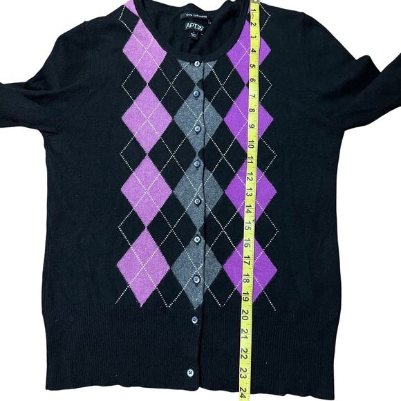 Apt. 9 100% Cashmere Argyle Cardigan size Large - Picture 5 of 5